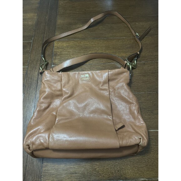 COACH MADISON ISABELLE COGNAC LEATHER SHOULDER HANDBAG - Picture 1 of 8